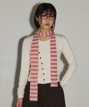 슬림 스트라이프 롱 스카프[핑크]