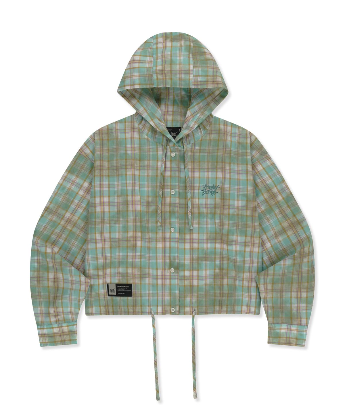 브라운브레스(BROWNBREATH) W CROP CHCEK HOOD SHIRTS - SKY BLUE