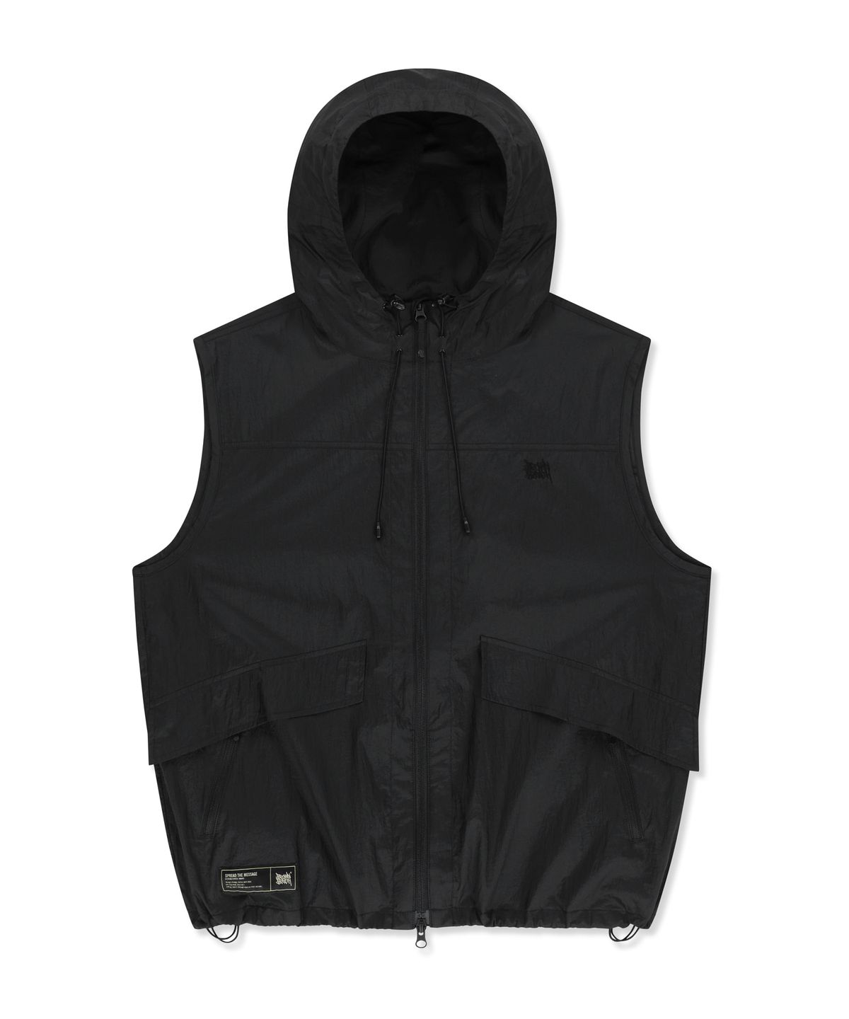 브라운브레스(BROWNBREATH) NYLON WASHER HOODED VEST - BLACK