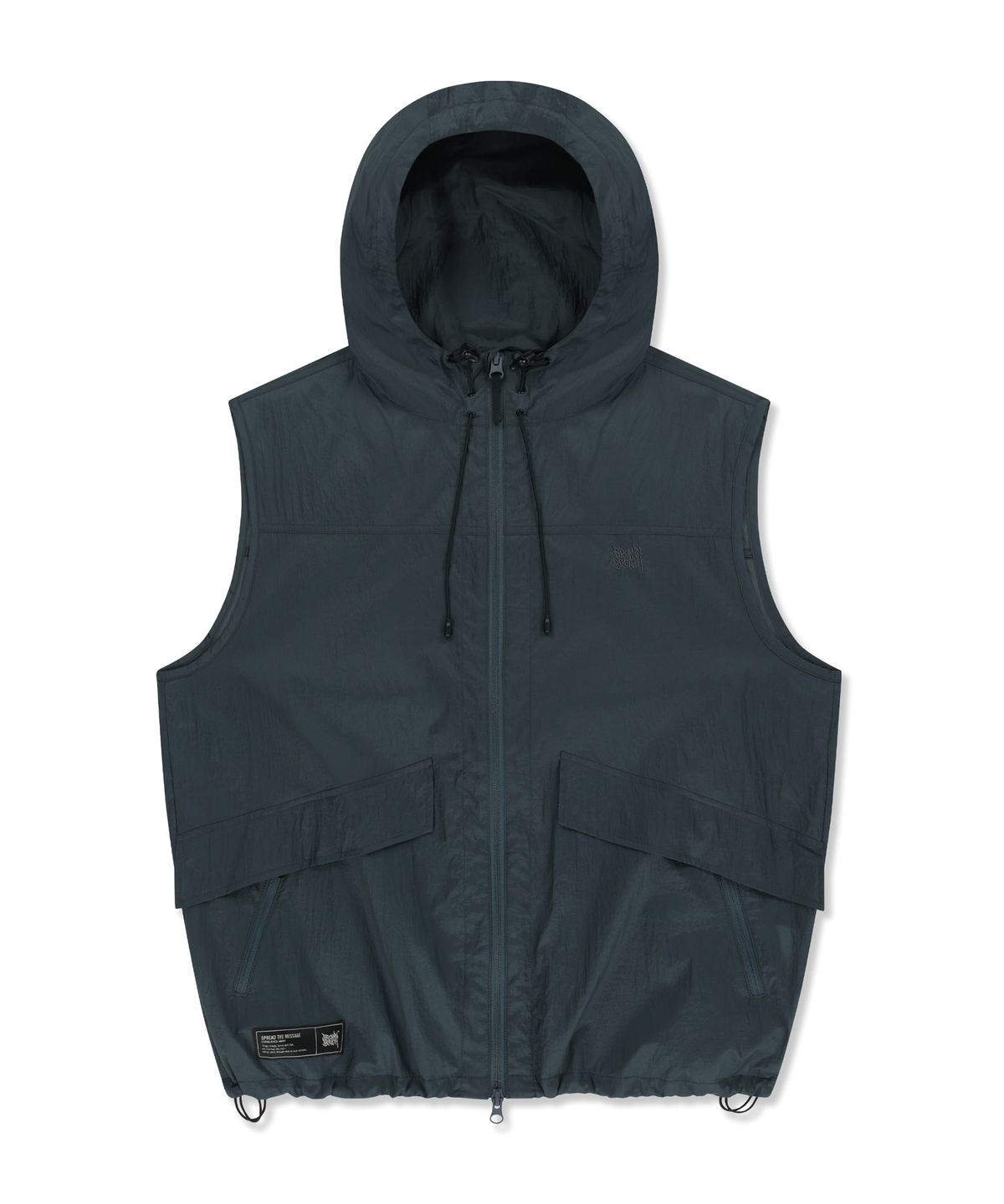 브라운브레스(BROWNBREATH) NYLON WASHER HOODED VEST - CHARCOAL