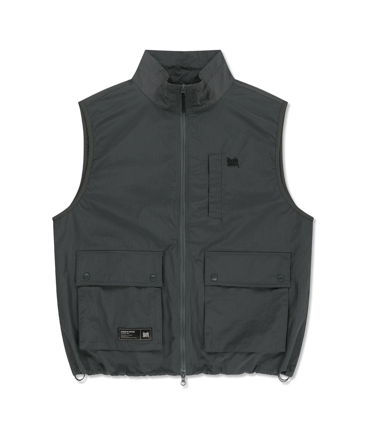 브라운브레스(BROWNBREATH) STAND COLLAR VEST - CHARCOAL