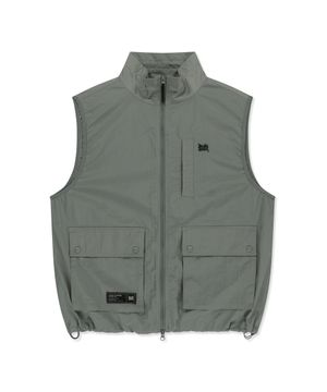 STAND COLLAR VEST - KHAKI