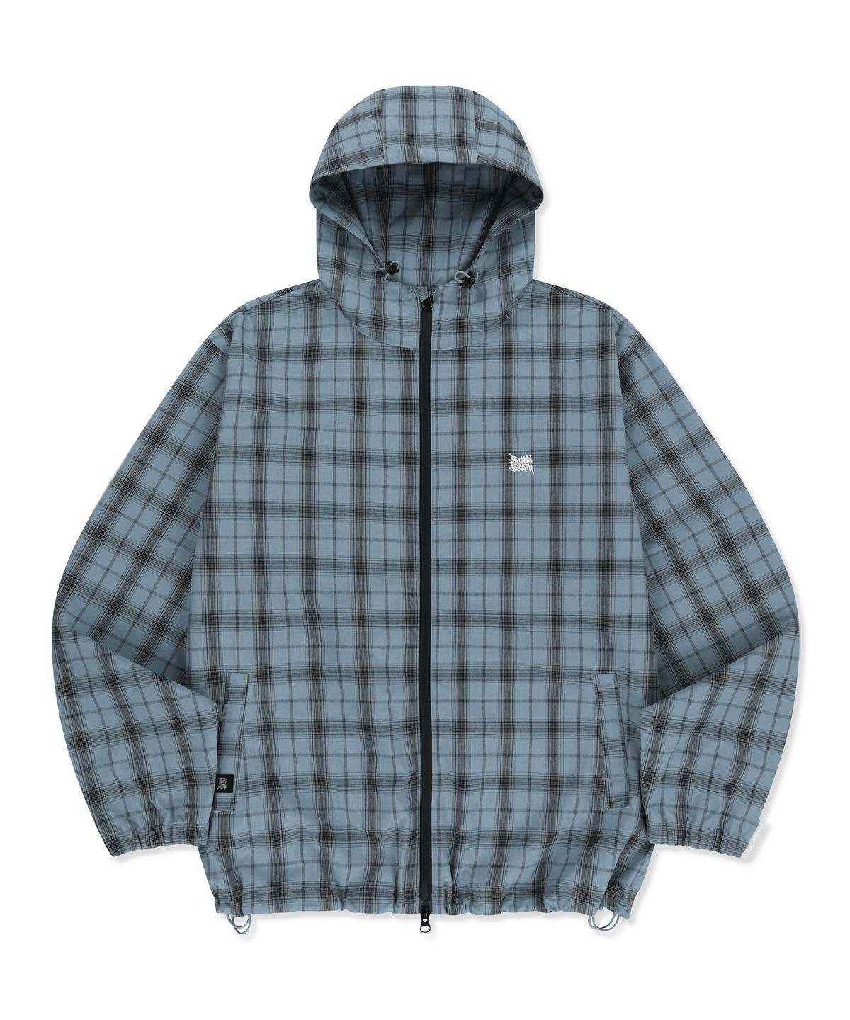 브라운브레스(BROWNBREATH) CHECK TAG HOOD ZIP UP SHIRTS - BLUE