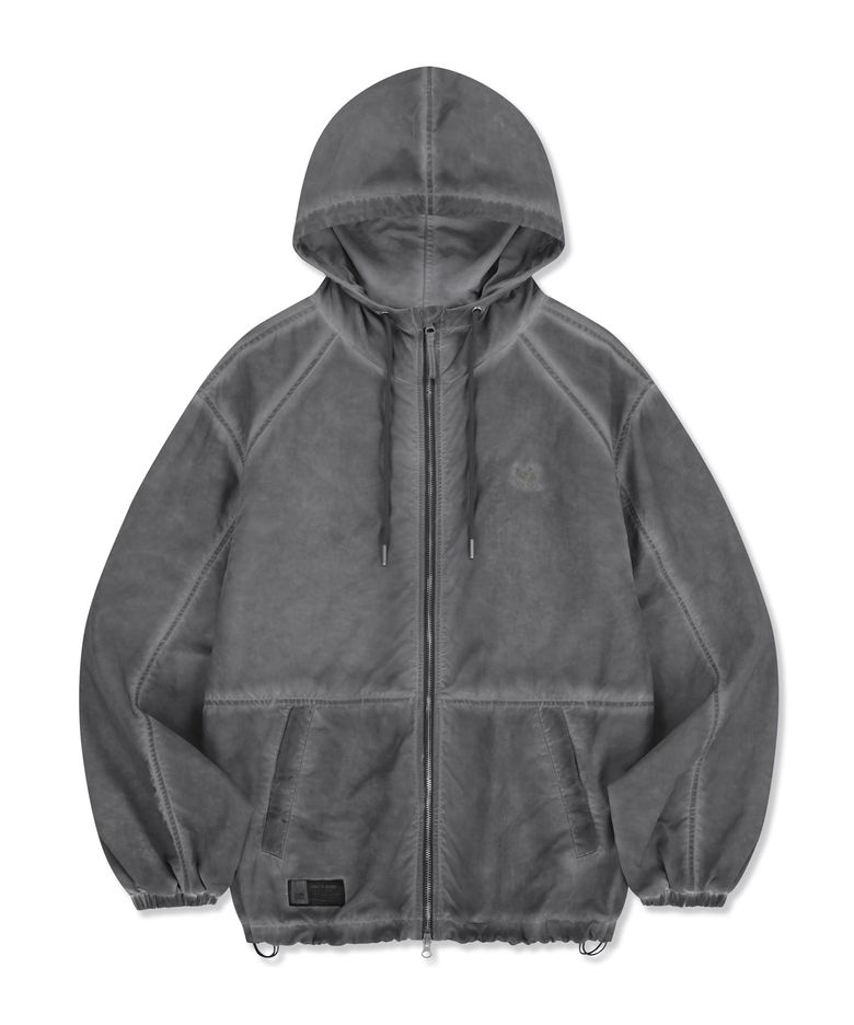 PIGMENT WASHED WINDBREAKER JACKET - CHARCOAL