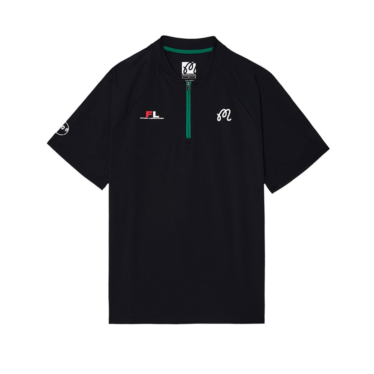 말본 골프(MALBON GOLF) [FUTURA] 쿼터집 래글런 블레이드 폴로 티셔츠 BLACK (MAN)