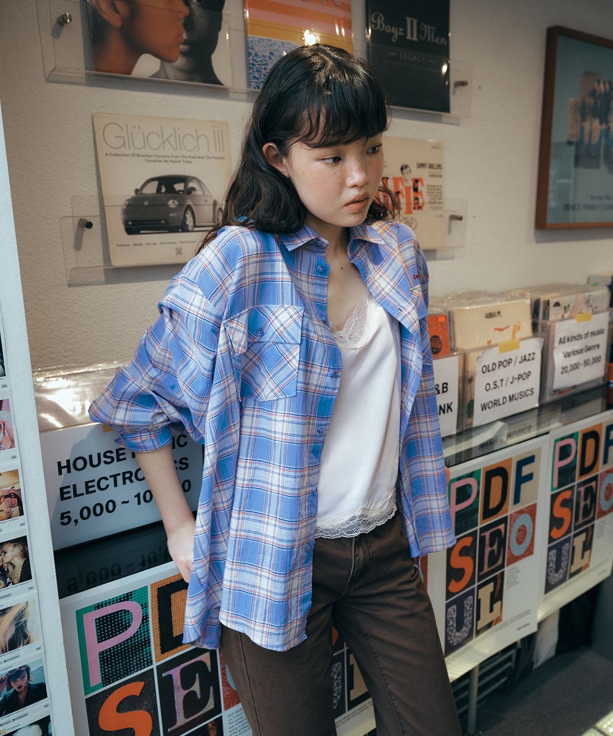 그린버터(GREENBUTTER) Rustic Check Shirt (Blue)
