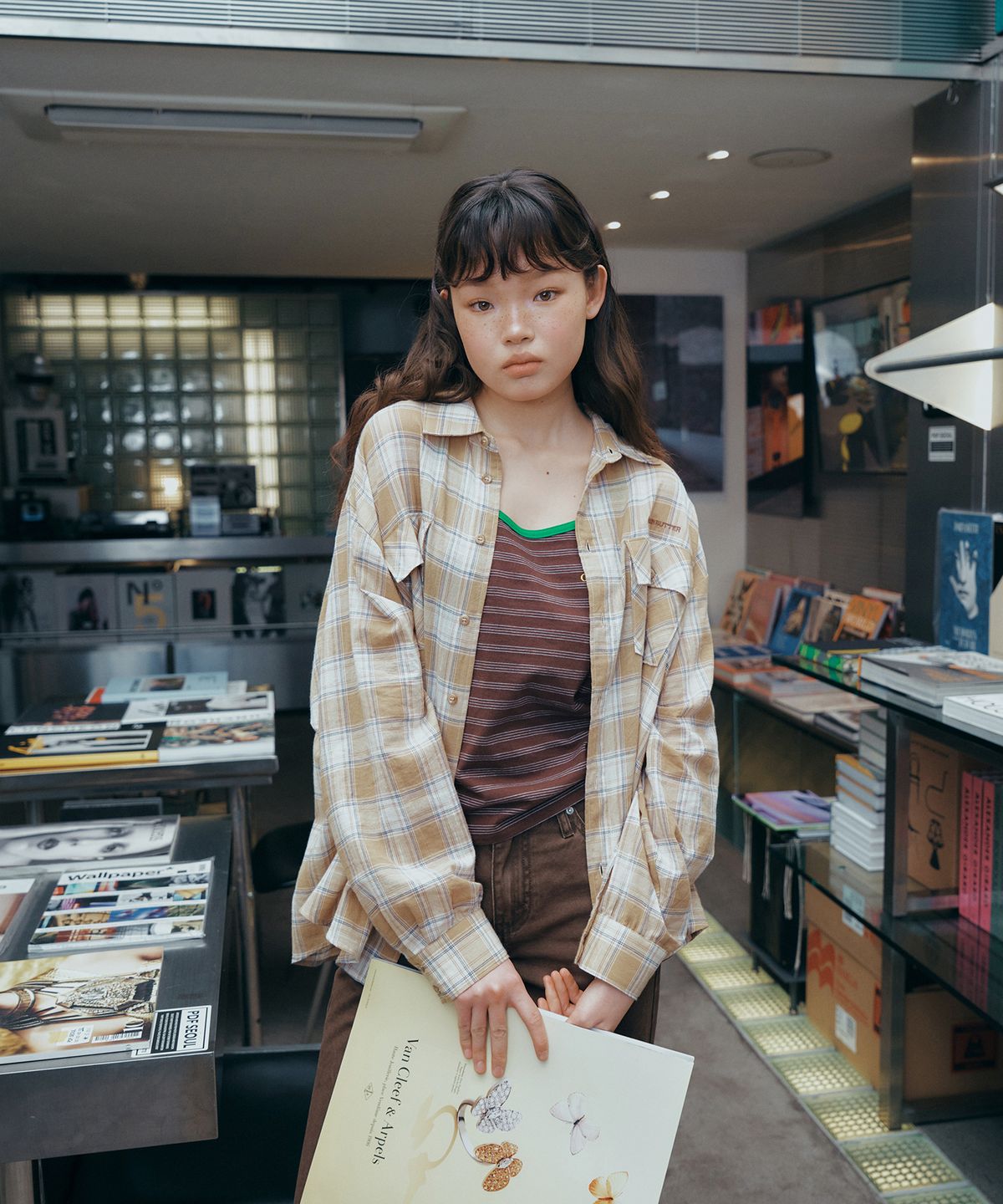 그린버터(GREENBUTTER) Rustic Check Shirt (Beige)