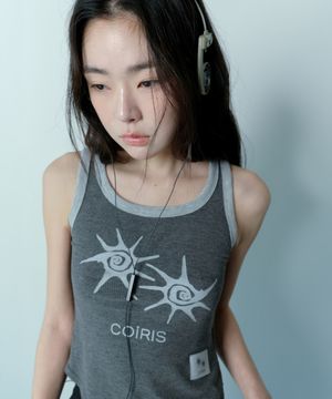 라피온 배색 크롭 굴림 슬리브리스 나시 (2컬러)