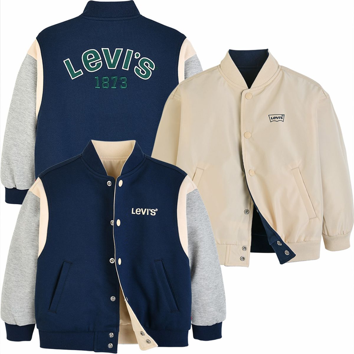 리바이스 키즈(LEVIS KIDS) LVC 리버서블 바시티 봄버 자켓 (주니어) 네이비