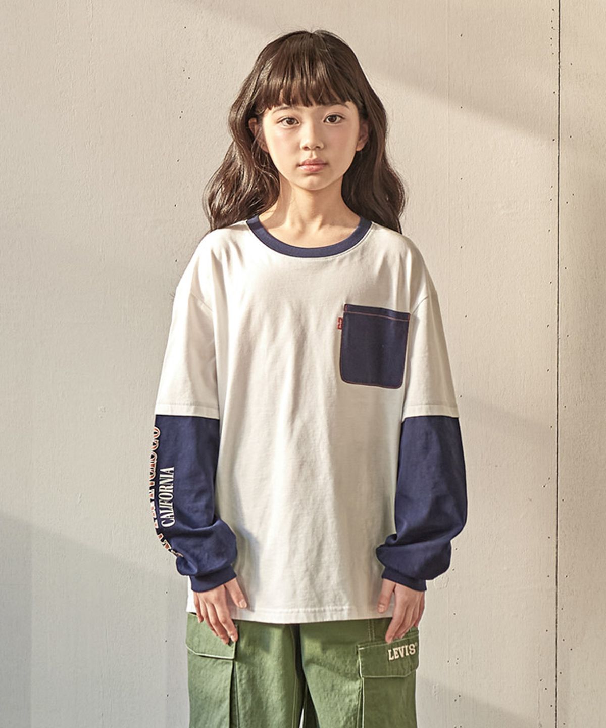 리바이스 키즈(LEVIS KIDS) LVC 소매배색 긴팔티 (주니어) 화이트