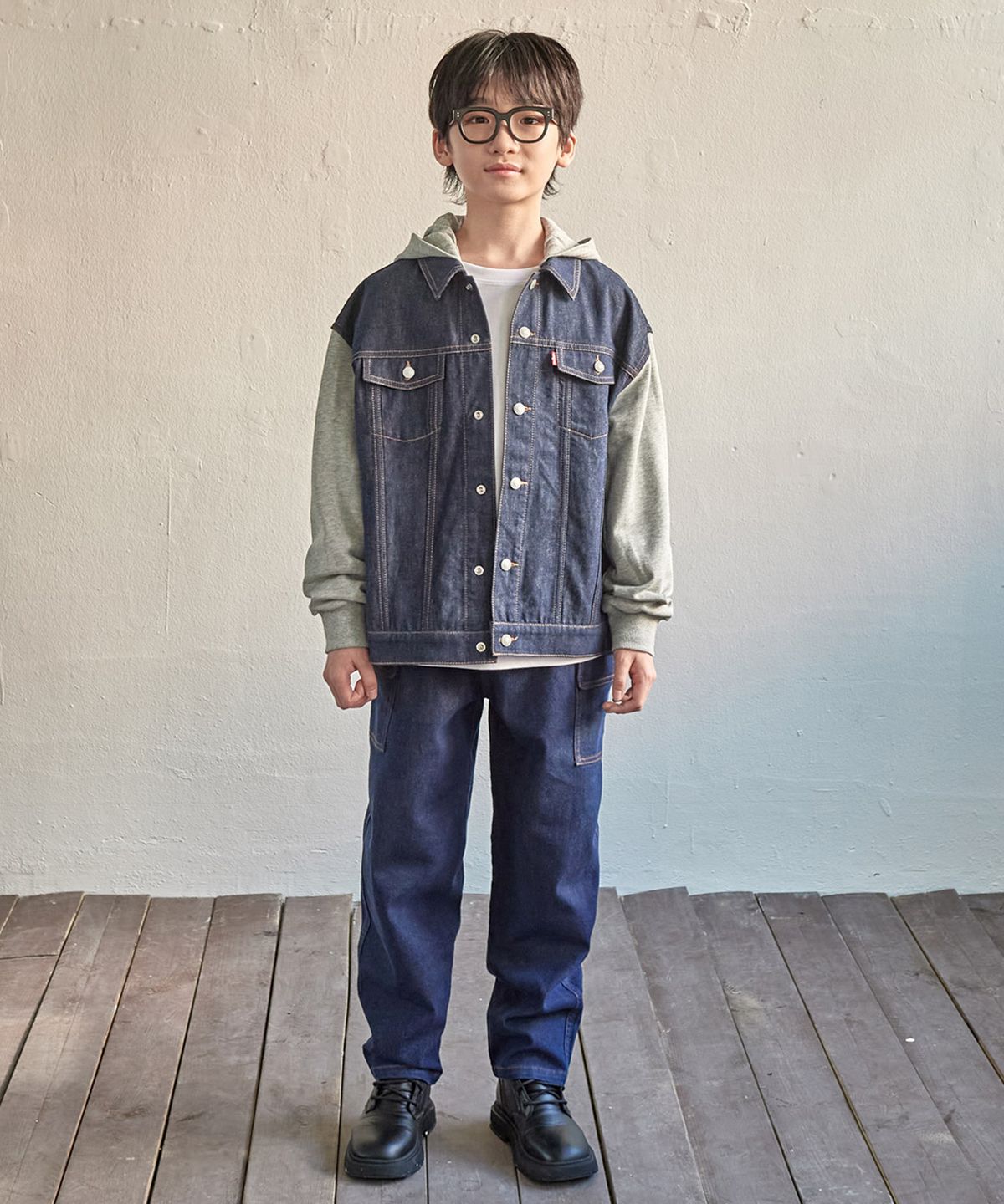 리바이스 키즈(LEVIS KIDS) LVC 배기 대드 밴딩 진 (주니어) 딥 블루