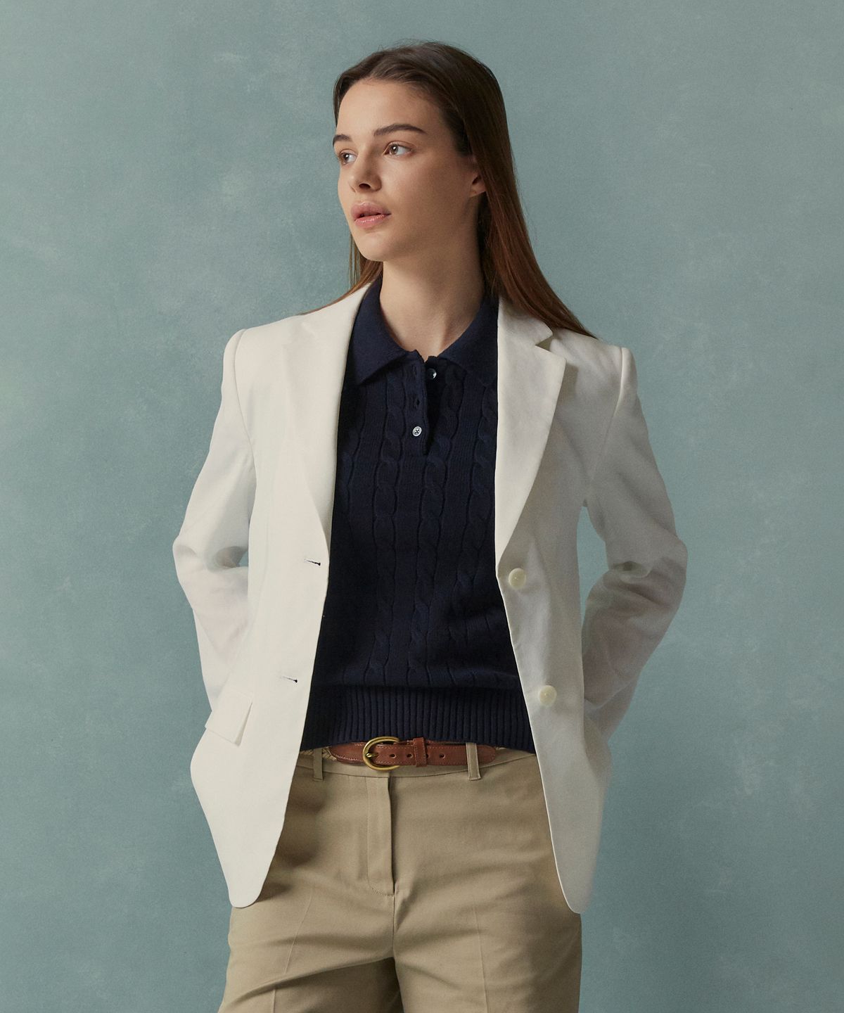 브룩스 브라더스(BROOKS BROTHERS) [여성] 리넨 싱글재킷 (화이트) (BBJSWBG101)