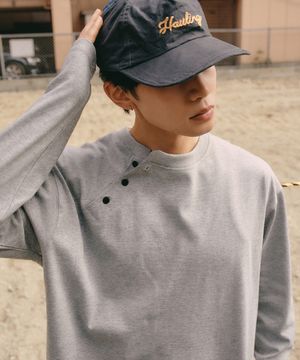 사이드 헨리 넥 롱 슬리브 [멜란지 그레이]