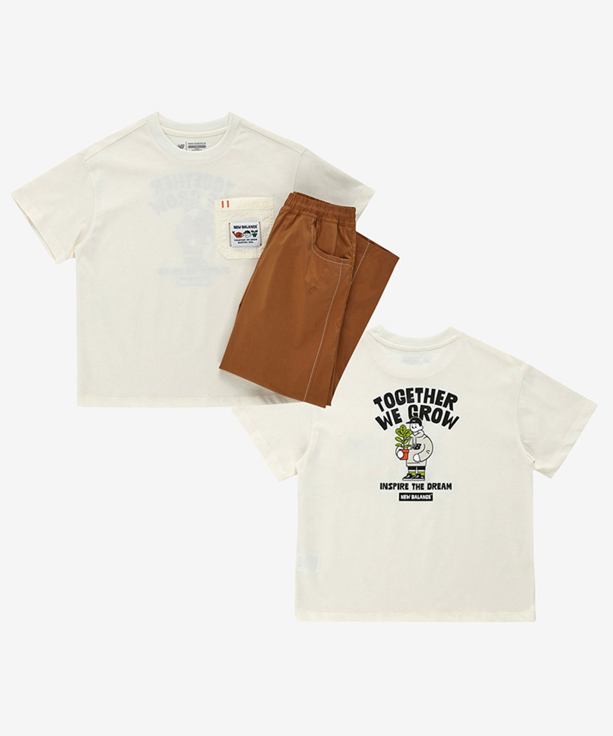 뉴발란스 키즈(NEWBALANCEKIDS) WE GROW TOGETHER_아동 반팔 + 우븐 바지 셋업 NK9YG2401U39
