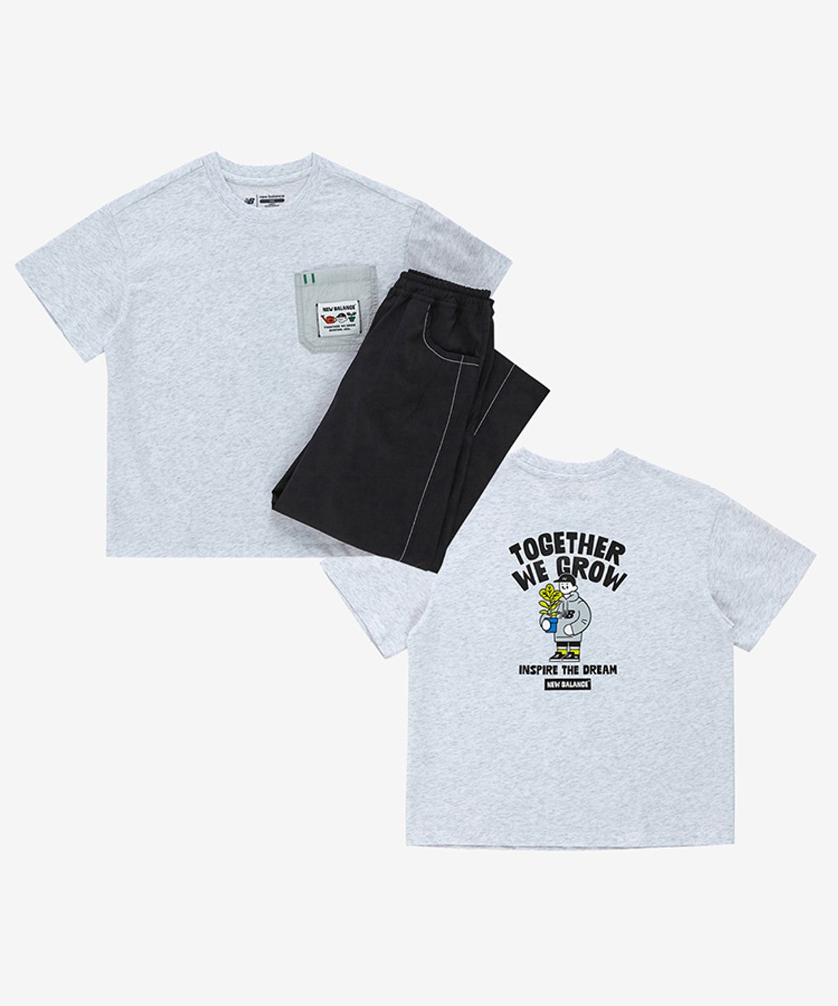 뉴발란스 키즈(NEWBALANCEKIDS) WE GROW TOGETHER_아동 반팔 + 우븐 바지 셋업 NK9YG2401UAA