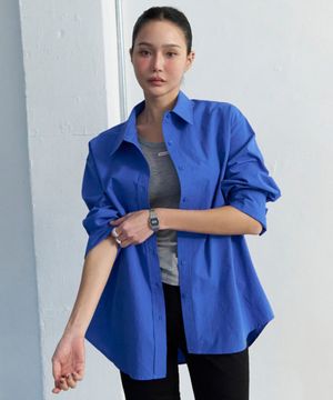 시그니처 센티르 자수 셔츠(블루)