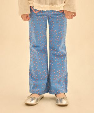 하트 플라워 부츠컷 팬츠_블루