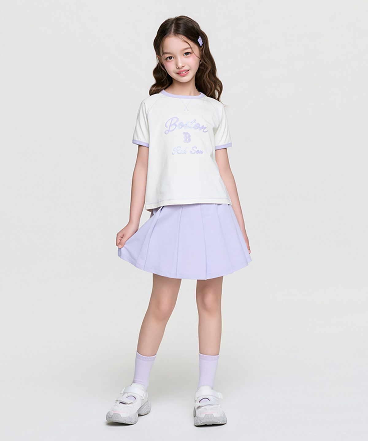 엠엘비 키즈(MLB KIDS) 스포티브 애슬레저 링거 티셔츠세트(여아) BOS (Lavender)
