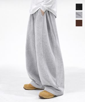 커브드 사이드턱 와이드 스웨트 팬츠 3COLOR