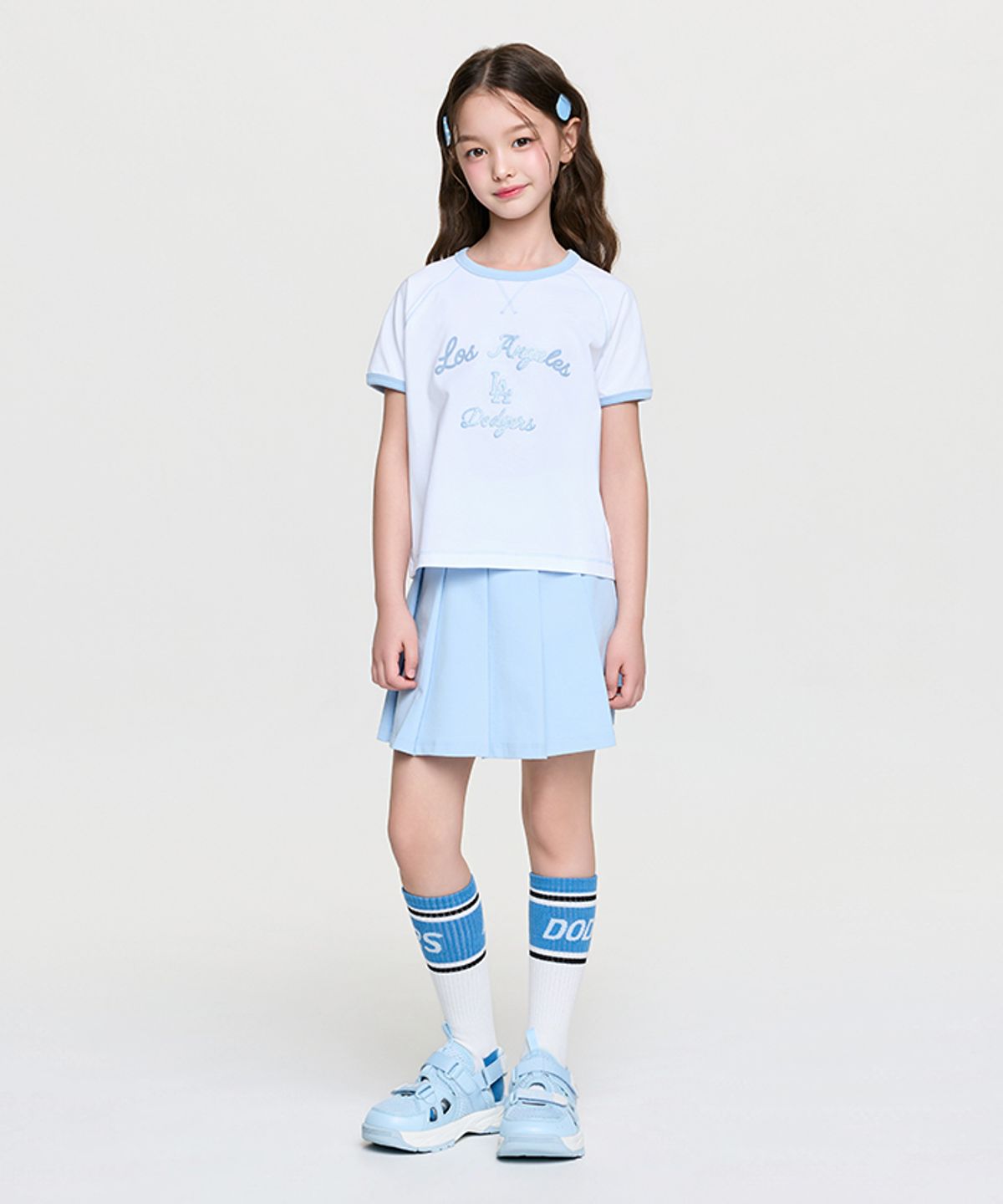 엠엘비 키즈(MLB KIDS) 스포티브 애슬레저 링거 티셔츠세트(여아) LA (L.Blue)