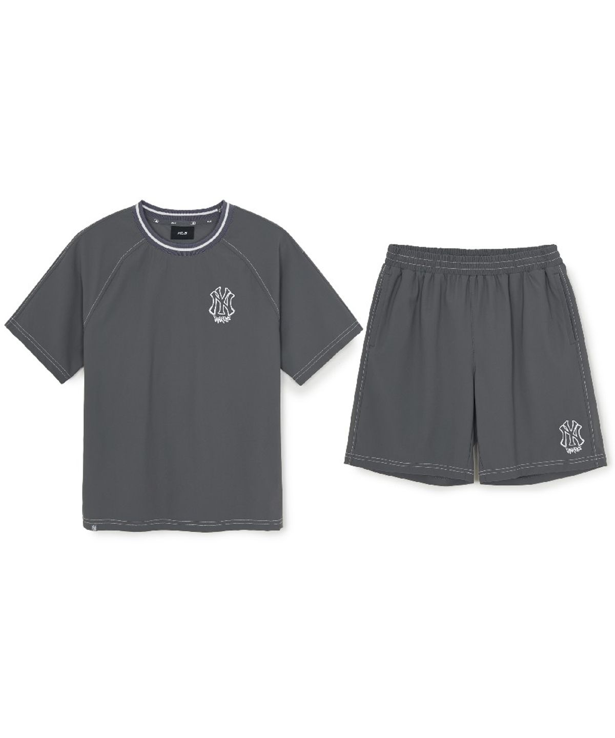 엠엘비 키즈(MLB KIDS) 스트릿 베이직 우븐 빅로고 티셔츠세트 NY (Grey)