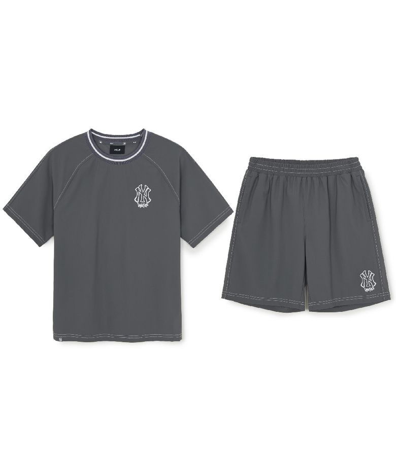 스트릿 베이직 우븐 빅로고 티셔츠세트 NY (Grey)