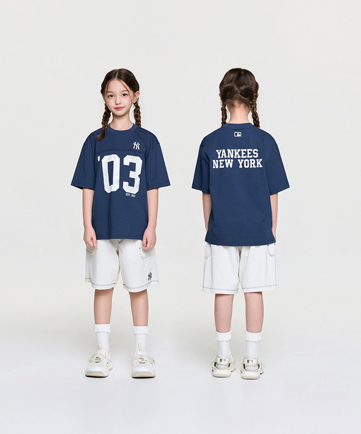 엠엘비 키즈(MLB KIDS) 스포티브 바시티 숫자 아트웍 티셔츠세트 NY (Navy)
