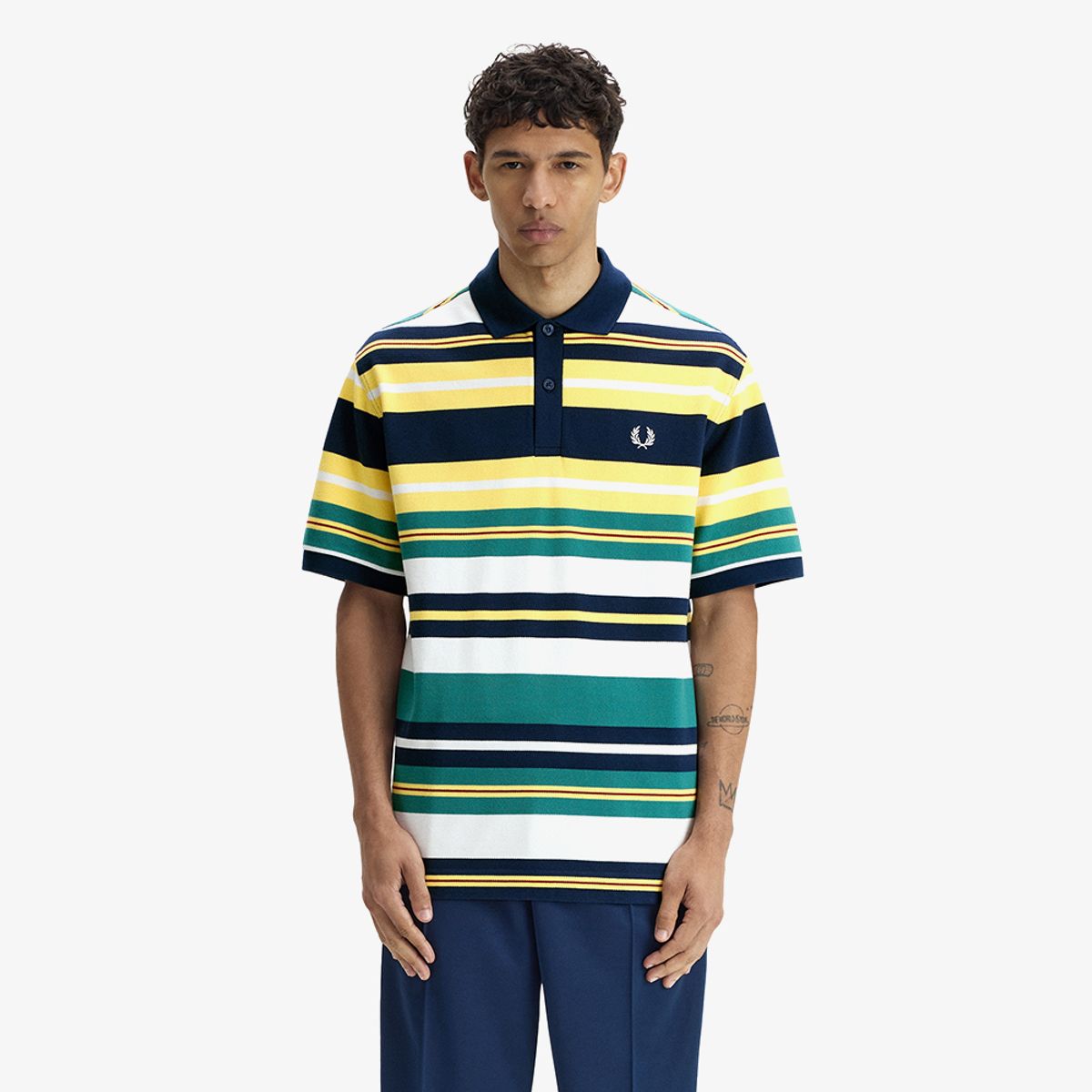프레드페리(FRED PERRY) [Sport] 스트라이프 릴랙스드 폴로 셔츠 - 레몬 발리 AFPM2612423-26A