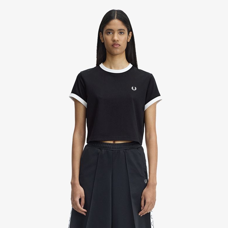 [womens] 크롭 링어 티셔츠 - 블랙 AFPF2619163-102