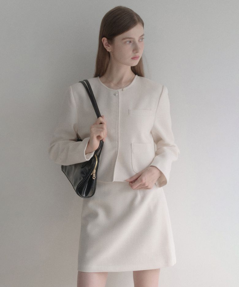 One tweed Long Sleeve Crop jacket (아이보리)