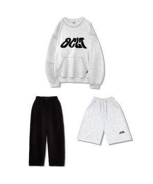 [3PACK] F20 크랙맨투맨 3종 셋업 (라이트그레이)