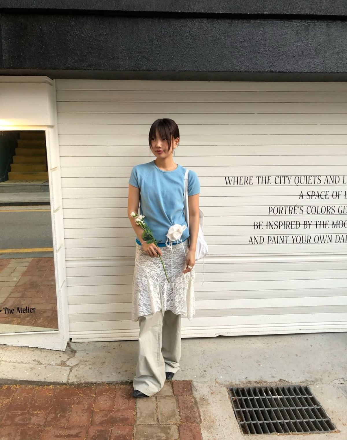 지비에이치 어패럴(GBH APPAREL) PETITE WAFFLE TOP / LIGHT BLUE