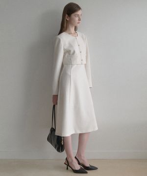 esy tweed long sleeve One piece (아이보리)