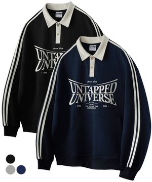 Arcane world 트랙 럭비카라 오버핏 맨투맨 스웻 티셔츠 3COLOR