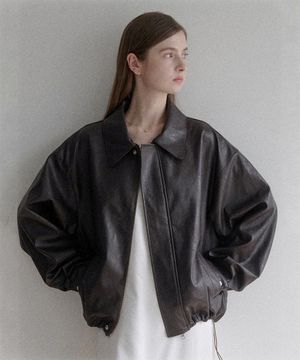 les kara leather jacket (브라운)