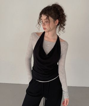 베런 홀터넥 나시 긴팔 티셔츠 세트