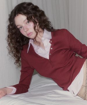 이텀 스냅 버튼 긴팔 티셔츠