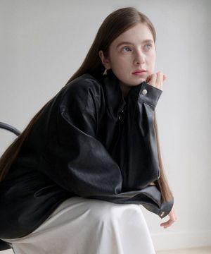 les half leather jacket (블랙)