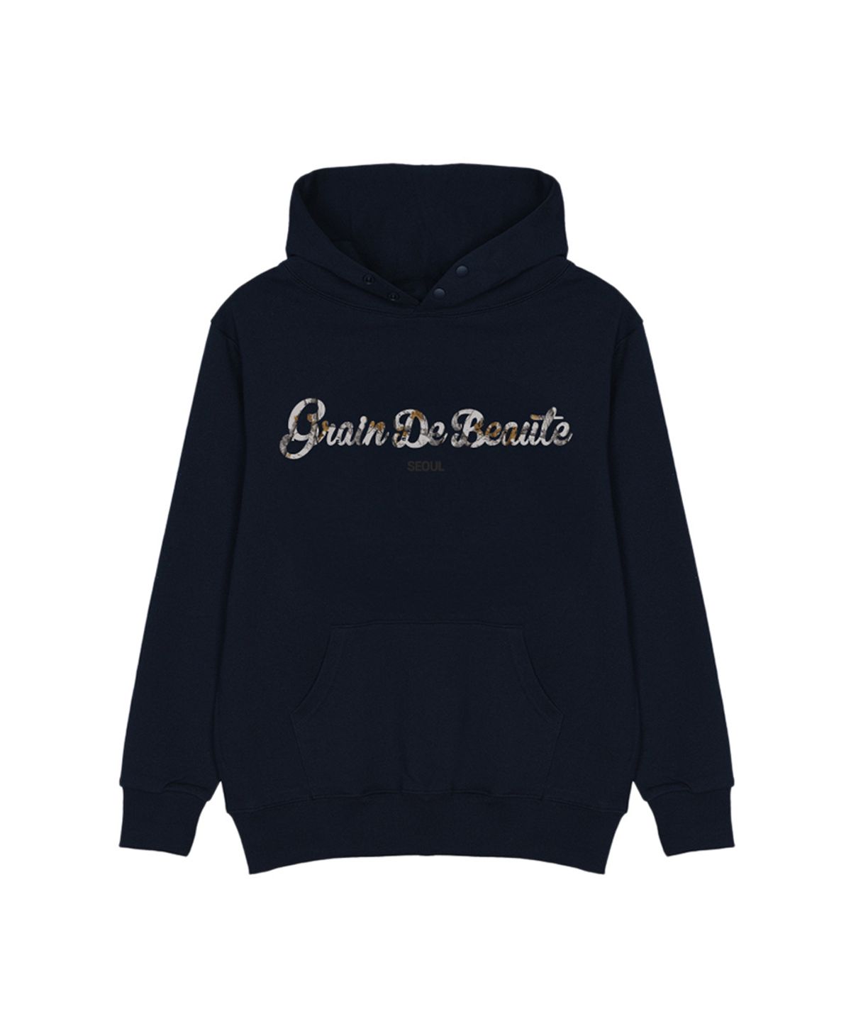그랭드보떼(GRAIN DE BEAUTE) REAL THREE LOGO HOODY [NAVY]