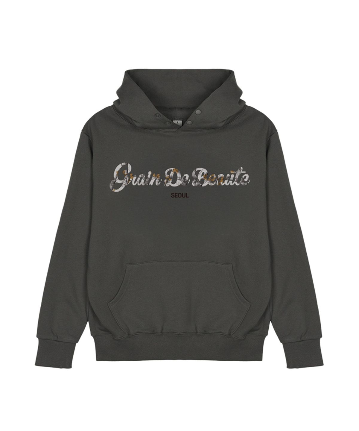그랭드보떼(GRAIN DE BEAUTE) REAL THREE LOGO HOODY [CHARCOAL]