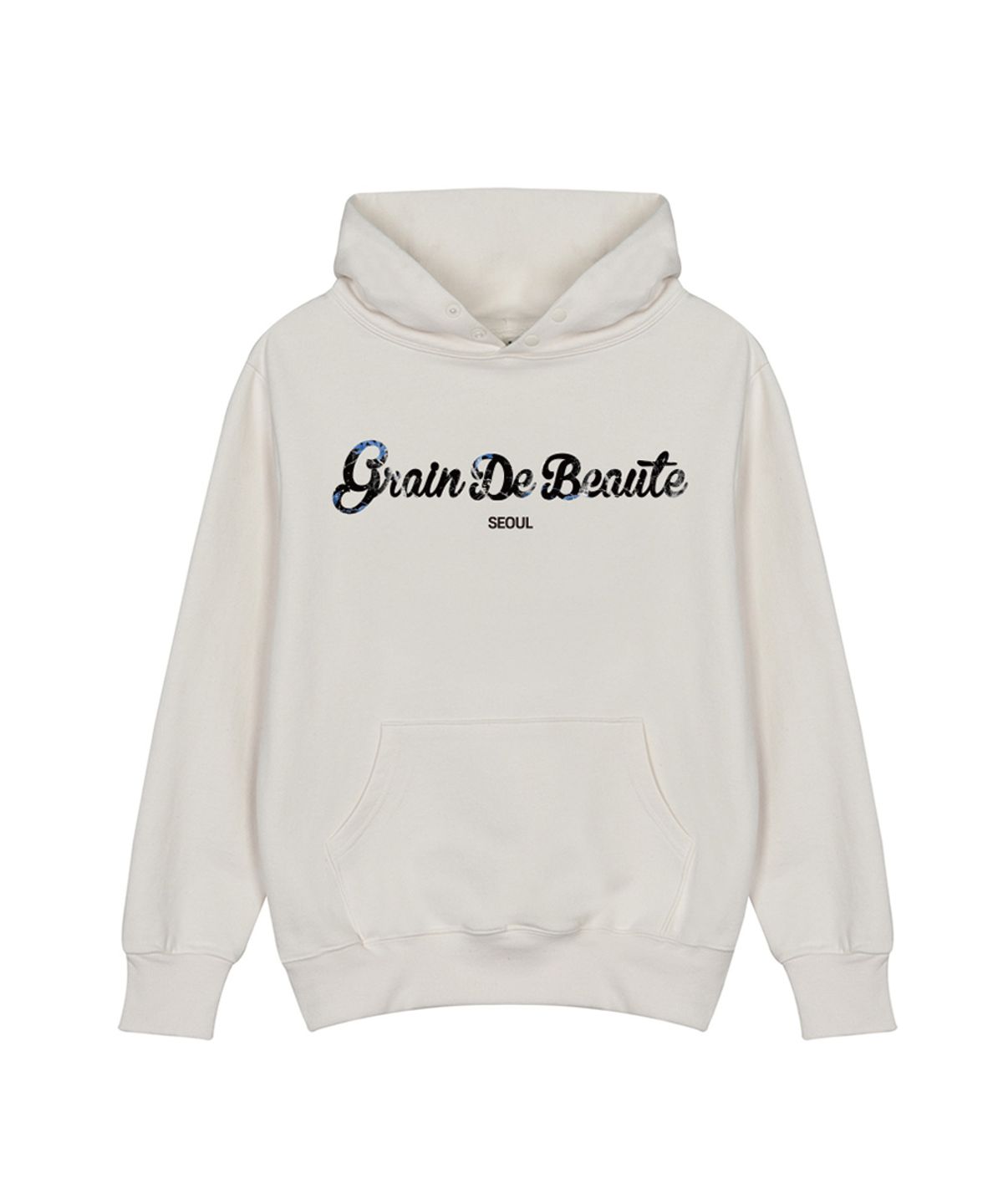 그랭드보떼(GRAIN DE BEAUTE) REAL THREE LOGO HOODY [IVORY]