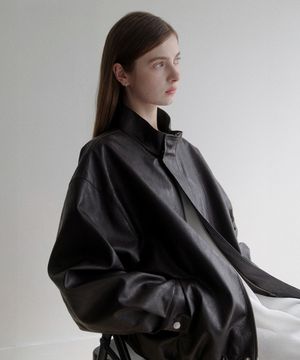 les half leather jacket (브라운)