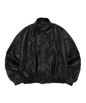 크롭 레더 블루종 자켓 (블랙)
