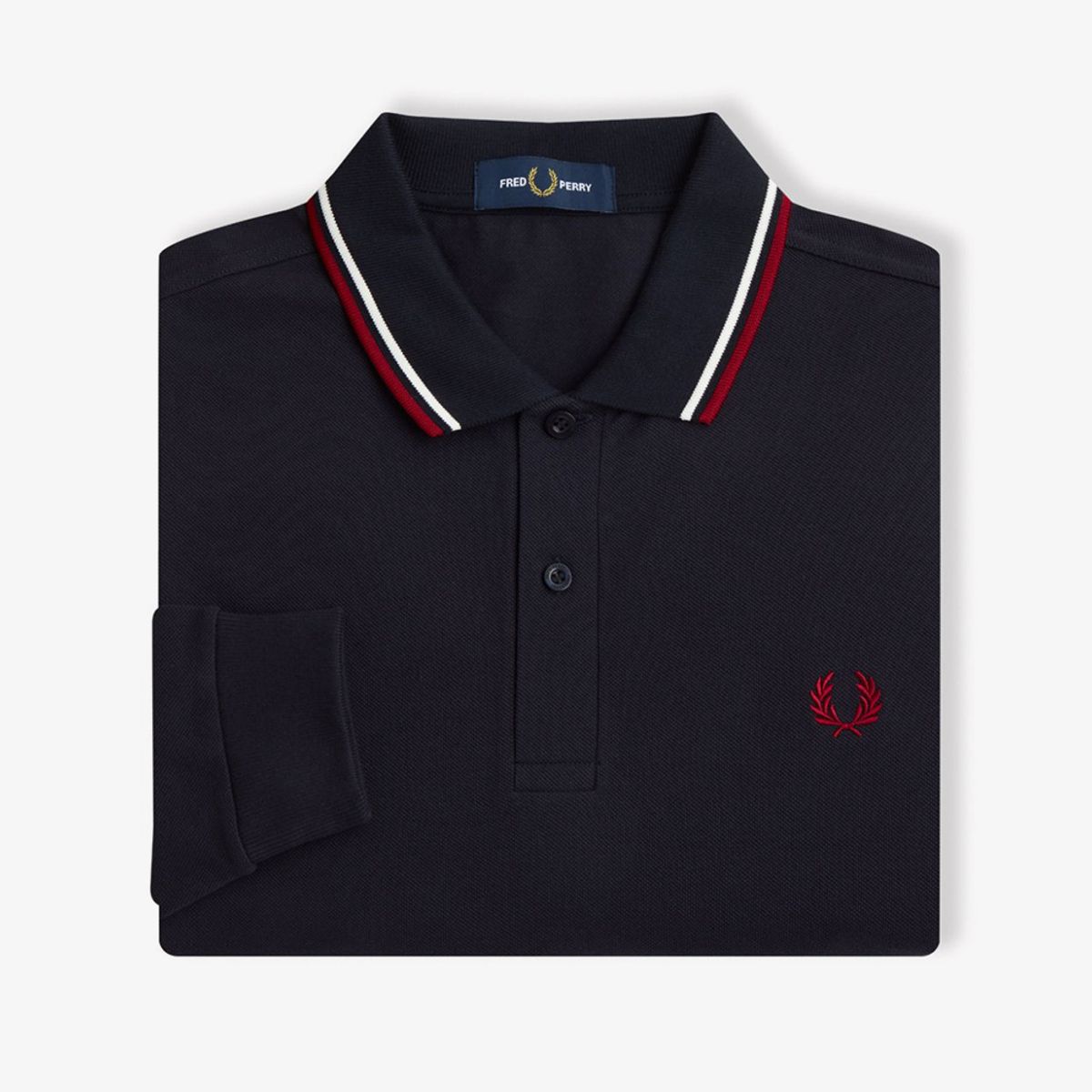 프레드페리(FRED PERRY) [M3636] 롱슬리브 트윈 팁 프레드페리 셔츠 - 네이비/스노우화이트/번트레드 AFPM2G93636-T55