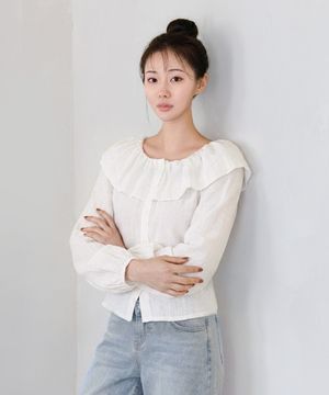 리즈 오프숄더 긴팔 블라우스_화이트