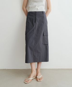 NYLON CARGO SKIRT (CHARCOAL)