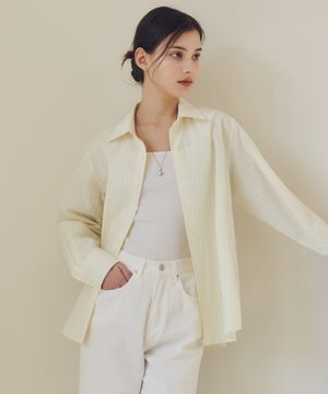 슬릿 라인 스트라이프 셔츠 / 스트라이프 옐로우