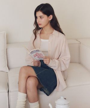 샌드 스트라이프 셔츠 / 핑크 베이지