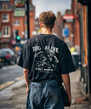 OHPxJOY b스컬보드 세미오버 반팔티