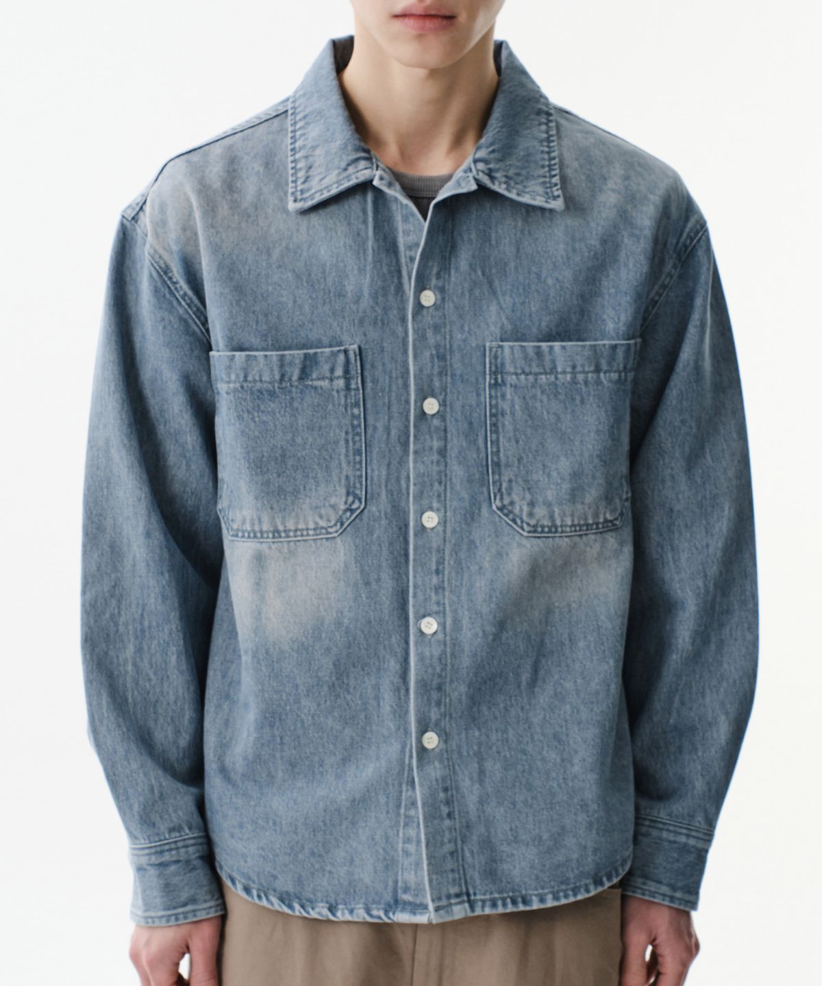 다이브인(DIVEIN) TURKEY DENIM TWO POCKET SHIRTS (WASHED BLUE)